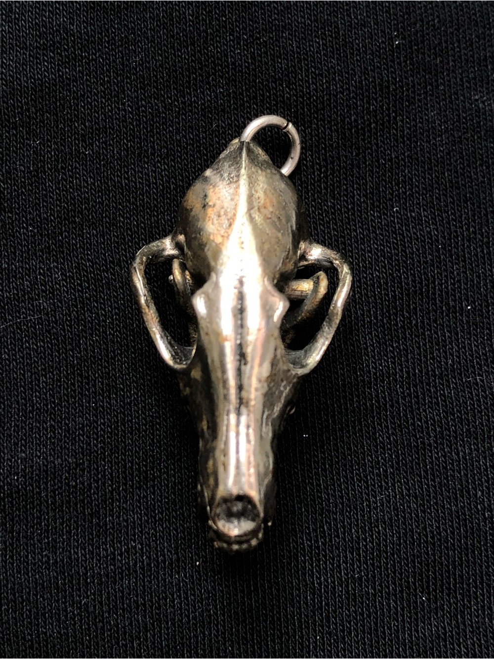 Fire and Bone White Bronze Fruit Bat Skull Pendant - Picture 3 of 3